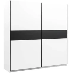 Leen Bakker Schuifdeurkast Genua - wit/antraciet - 204x200x60 cm Clearance