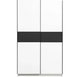 Leen Bakker Schuifdeurkast Genua - wit/antraciet - 204x122x60 cm Discount