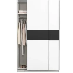 Leen Bakker Schuifdeurkast Genua - wit/antraciet - 204x122x60 cm Discount