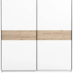 Leen Bakker Schuifdeurkast Genua - wit/eikenkleur - 204x200x60 cm New