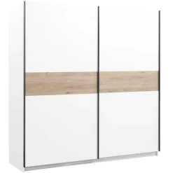 Leen Bakker Schuifdeurkast Genua - wit/eikenkleur - 204x200x60 cm New