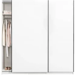 Leen Bakker Schuifdeurkast Genua - wit - 204x200x60 cm Hot