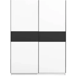 Leen Bakker Schuifdeurkast Genua - wit/antraciet - 204x150x60 cm Discount