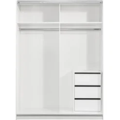 Leen Bakker Schuifdeurkast Genua - wit - 204x150x60 cm Clearance