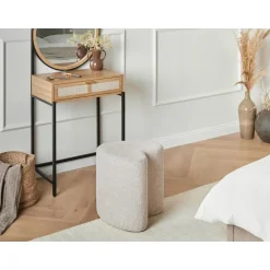 Leen Bakker SCOTIA - Poef - Beige - Chenille