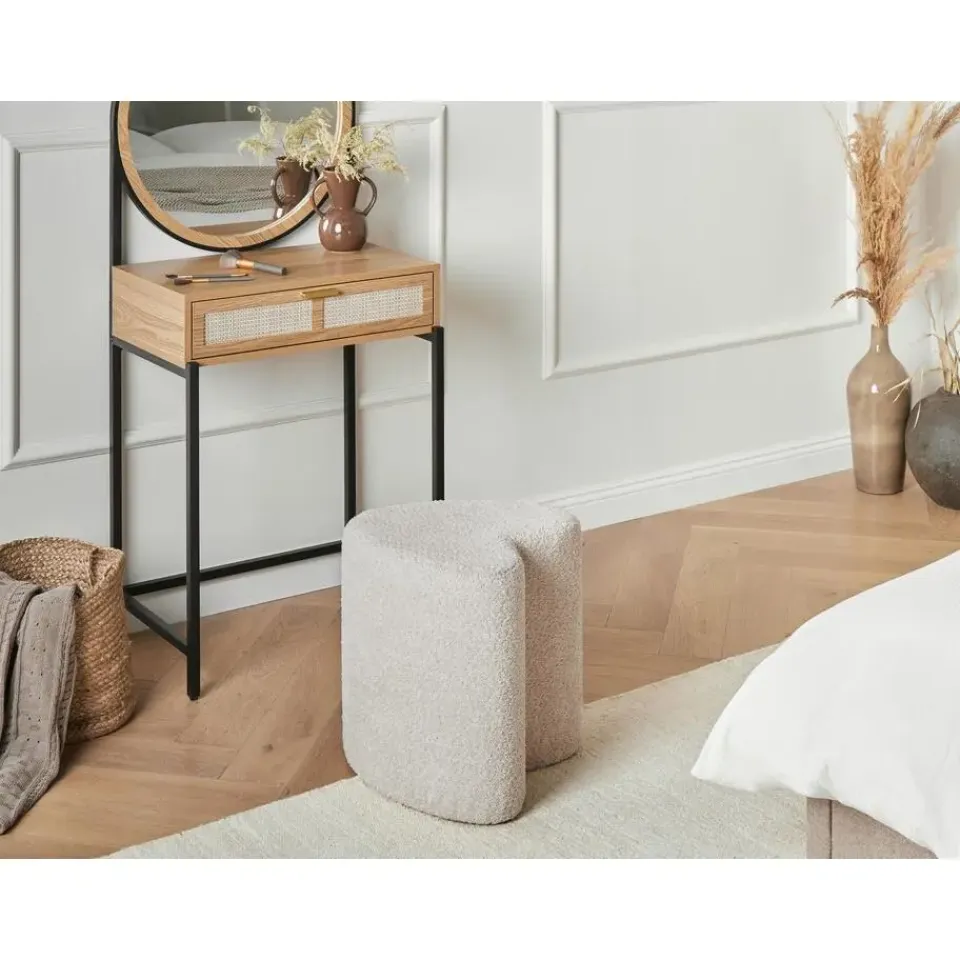 Leen Bakker SCOTIA - Poef - Beige - Chenille