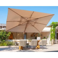 4-Seasons Outdoor 4-Seasons Hacienda zweefparasol 300 x 400 cm. - Woodlook/Sand Hot