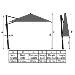 4-Seasons Outdoor 4-Seasons Hacienda zweefparasol 300 x 400 cm. - Woodlook/Sand Hot
