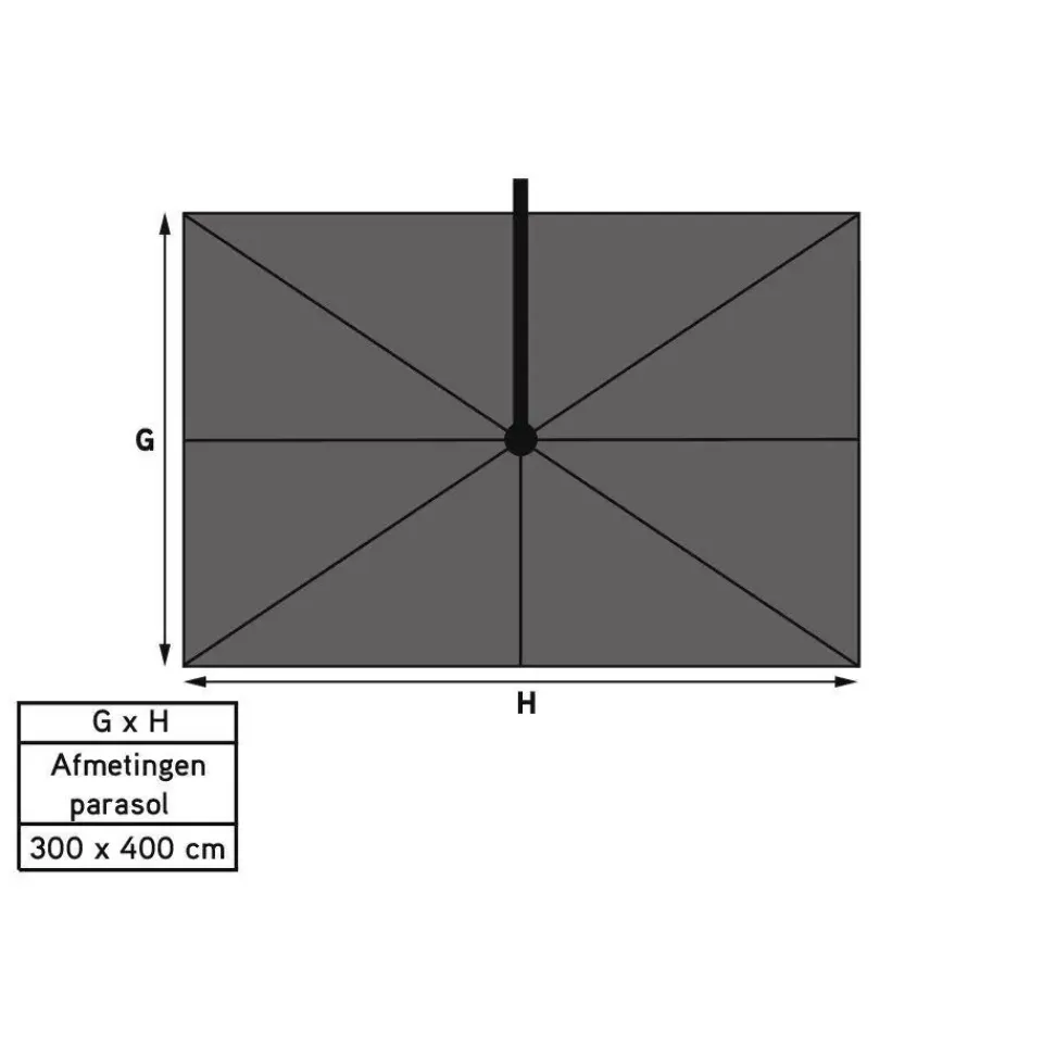 4-Seasons Outdoor 4-Seasons Hacienda zweefparasol 300 x 400 cm. - Woodlook/Sand Hot