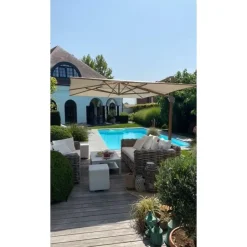 4-Seasons Outdoor 4-Seasons Hacienda zweefparasol 300 x 400 cm. - Woodlook/Sand Hot