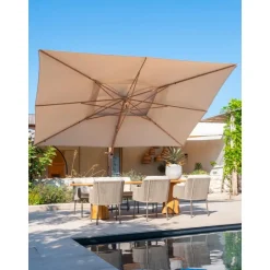 4-Seasons Outdoor 4-Seasons Hacienda zweefparasol 300 x 400 cm. - Woodlook/Sand Hot