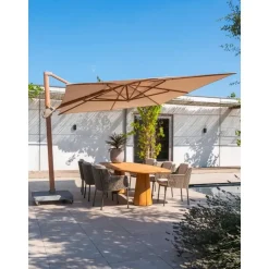 4-Seasons Outdoor 4-Seasons Hacienda zweefparasol 300 x 400 cm. - Woodlook/Sand Hot