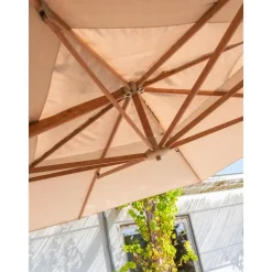 4-Seasons Outdoor 4-Seasons Hacienda zweefparasol 300 x 400 cm. - Woodlook/Sand Hot