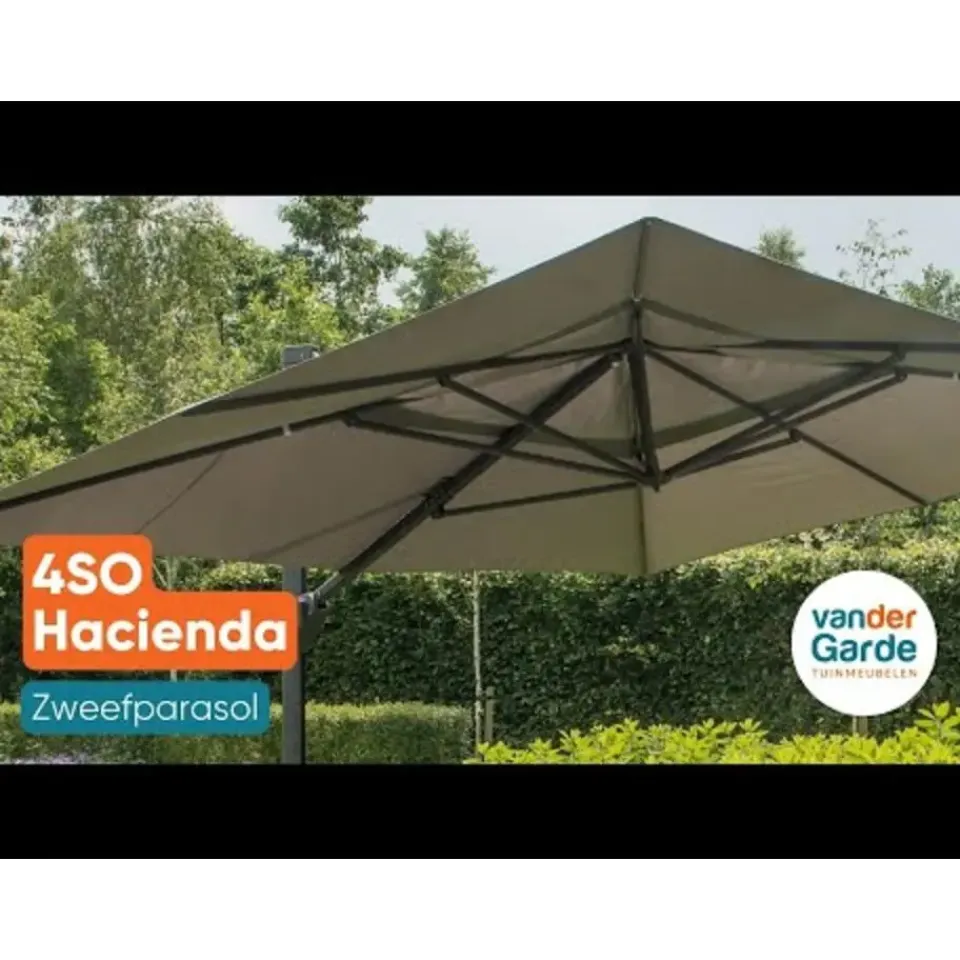4-Seasons Outdoor 4-Seasons Hacienda zweefparasol 300 x 400 cm. - Woodlook/Sand Hot
