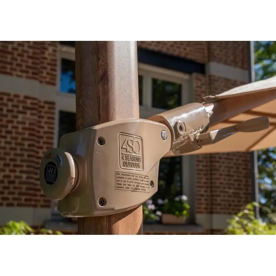 4-Seasons Outdoor 4-Seasons Siesta Premium - zweefparasol 350 cm. - Woodlook/Sand Hot