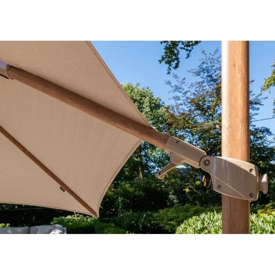 4-Seasons Outdoor 4-Seasons Siesta Premium - zweefparasol 350 cm. - Woodlook/Sand Hot