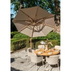 4-Seasons Outdoor 4-Seasons Siesta Premium - zweefparasol 350 cm. - Woodlook/Sand Hot