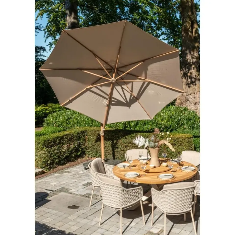 4-Seasons Outdoor 4-Seasons Siesta Premium - zweefparasol 350 cm. - Woodlook/Sand Hot