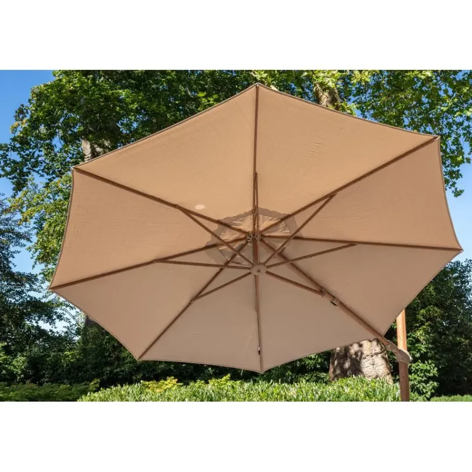 4-Seasons Outdoor 4-Seasons Siesta Premium - zweefparasol 350 cm. - Woodlook/Sand Hot
