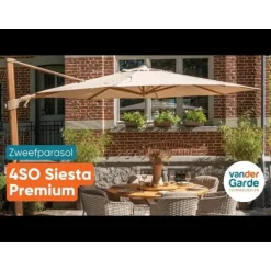 4-Seasons Outdoor 4-Seasons Siesta Premium - zweefparasol 350 cm. - Woodlook/Charcoal Discount