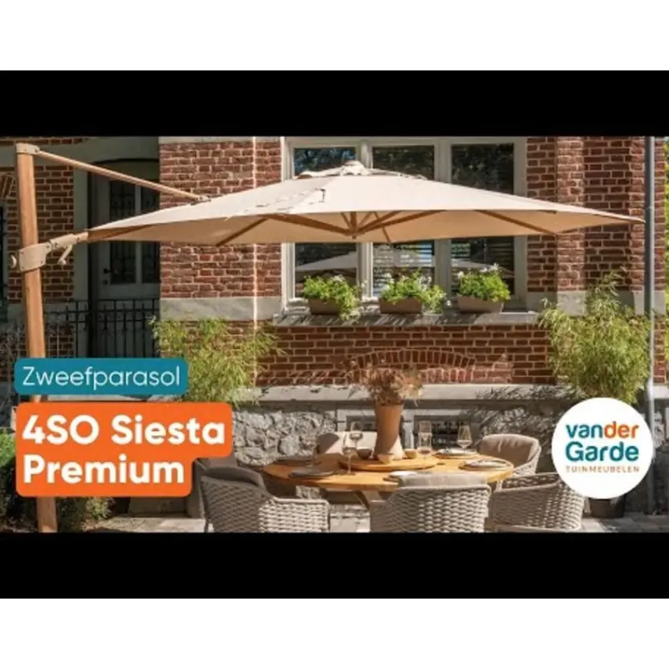 4-Seasons Outdoor 4-Seasons Siesta Premium - zweefparasol 350 cm. - Woodlook/Charcoal Discount