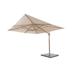 4-Seasons Outdoor 4-Seasons zweefparasol Hacienda 300 x 400 - Woodlook/Sand met voet en hoes Sale