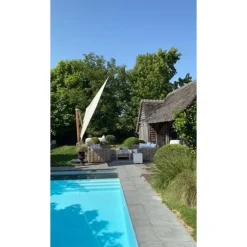 4-Seasons Outdoor 4-Seasons zweefparasol Hacienda 300 x 400 - Woodlook/Sand met voet en hoes Sale