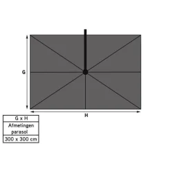 4-Seasons Outdoor 4-Seasons zweefparasol Siesta Premium 3x3 m. - woodlook/charcoal + voet en hoes