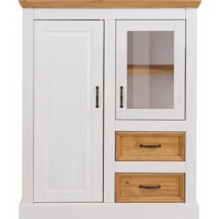 Loft24 Selma - Kast met 2 deuren en 2 laden in wit gebeitst dennenhout