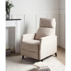 Beliani SELVIK - Relaxfauteuil - Taupe - Stof