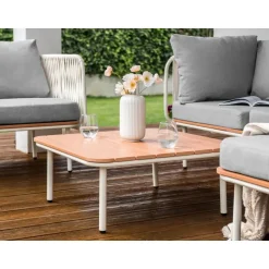 Beliani SENISE - Tuinsalontafel - Lichthout - 74 x 74 cm - Kunsthout Discount