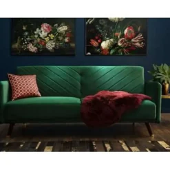 Beliani SENJA - Slaapbank 3-zits - Donkere houtkleur - Polyester Best