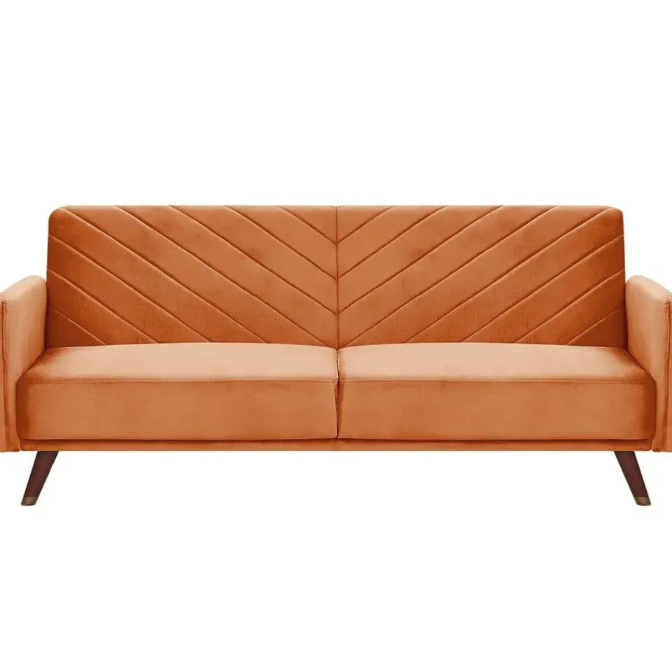 Beliani SENJA - Slaapbank 3-zits - Oranje - Fluweel Discount