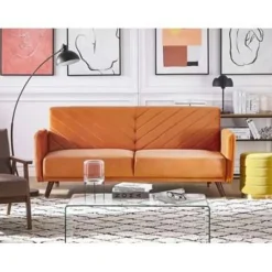 Beliani SENJA - Slaapbank 3-zits - Oranje - Fluweel Discount