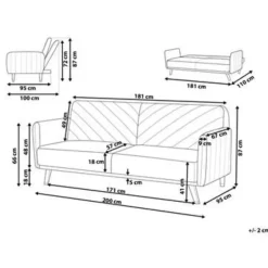 Beliani SENJA - Slaapbank 3-zits - Oranje - Fluweel Discount