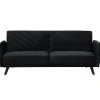 Beliani SENJA - Slaapbank 3-zits - Zwart - Fluweel Best