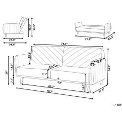 Beliani SENJA - Slaapbank 3-zits - Zwart - Fluweel Best