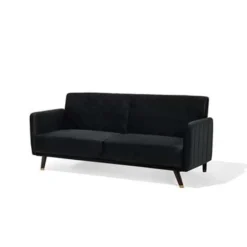 Beliani SENJA - Slaapbank 3-zits - Zwart - Fluweel Best