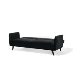 Beliani SENJA - Slaapbank 3-zits - Zwart - Fluweel Best