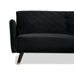 Beliani SENJA - Slaapbank 3-zits - Zwart - Fluweel Best