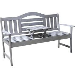 Sens-Line Nevada tuinbank met uitklapbaar tafeltje - Grijs - 150 cm - Meranti h Hot