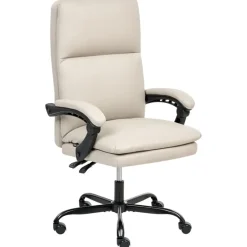 Leen Bakker SERENE - Bureaustoel - Lichtbeige - Kunstleer