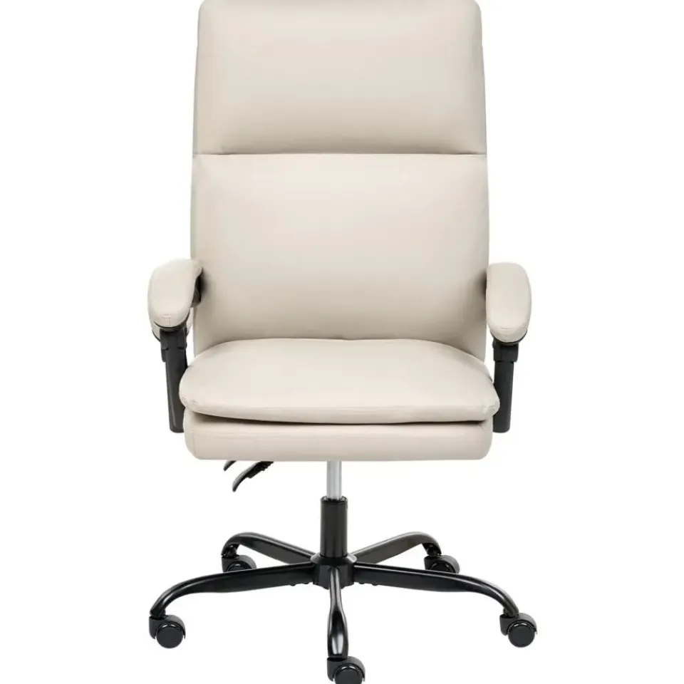 Leen Bakker SERENE - Bureaustoel - Lichtbeige - Kunstleer