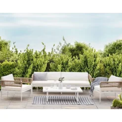 Beliani SERLA - Loungeset 4-zits - Wit - Aluminium Sale