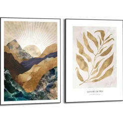 Reinders Set poster met lijst - Natuur met gouden twist Outlet