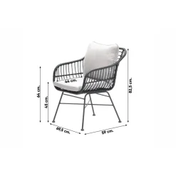 Garden Impressions Set van 4 - Margriet tuinstoel - Zwart/Zand Hot