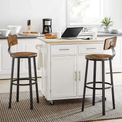 ACAZA Set van 2 barkrukken - industrieel ontwerp - vintage bruin New