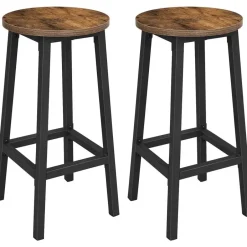 Merkloos Set van 2 barkrukken - met stabiel stalen frame - hoogte 65 cm - Bruin