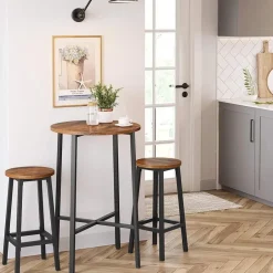 Merkloos Set van 2 barkrukken - met stabiel stalen frame - hoogte 65 cm - Bruin