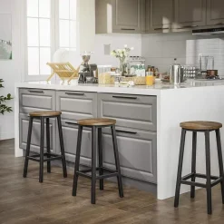 Merkloos Set van 2 barkrukken - met stabiel stalen frame - hoogte 65 cm - Bruin